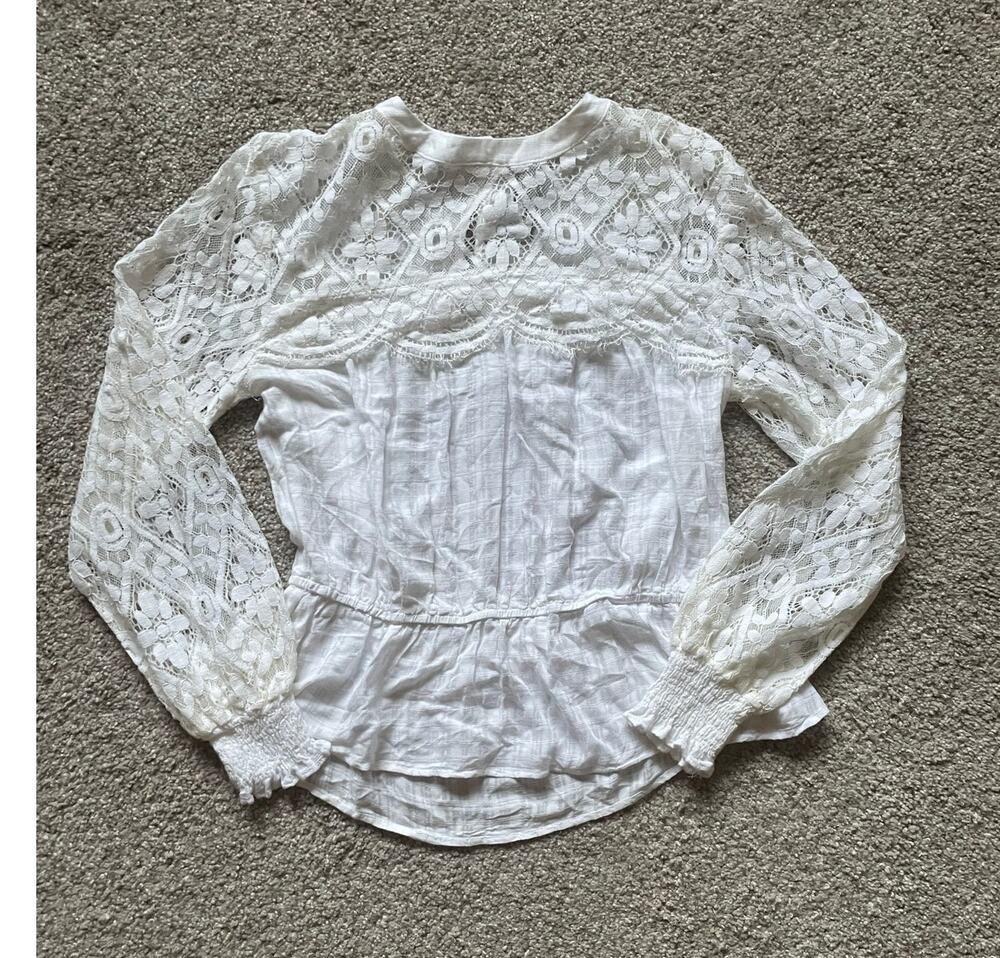 American Rag Teen Ivory Peplum Long Sleeve Lace Blouse Size XXL Youth Boho